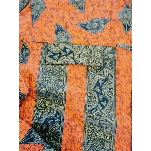 Oleg Cassini 12 Vintage Blouse Black‎ Red Asian Inspired L/S Mandarin Collar - Picture 5 of 7